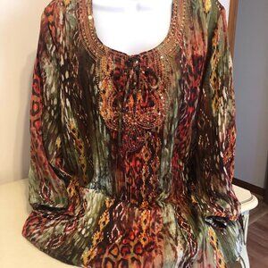 Kim Rogers Bohemian Style Tunic Top - Size 2X